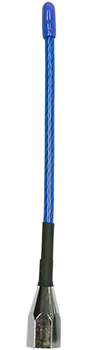 UHF flexible portable whip, blue, 400-520MHz, field trim to 1MHz bandwdith, 5/16″-26TPI thread – 170mm